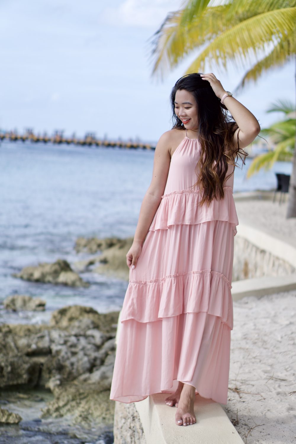 Pink Tiered Maxi Dress With Love Summer 9241