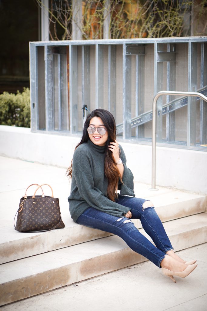 Forest Green Sweater + The Most Comfortable Heels Ever